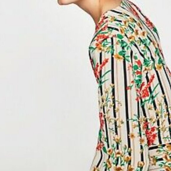 ZARA Multi color Blouse cache Flowers Wrap Striped - Picture 4 of 12